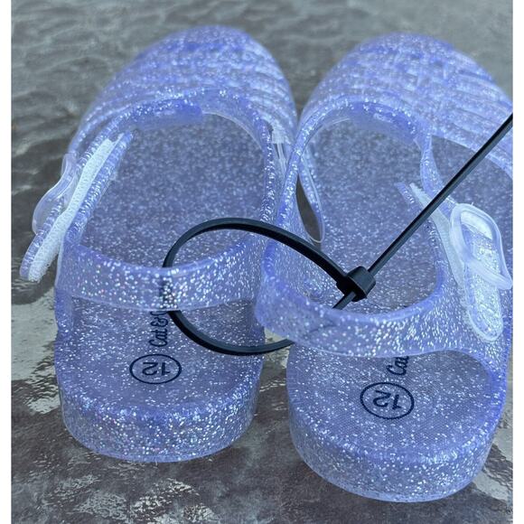 SHOES Girls Cat & Jack Jelly Shoes Size 12 Blue Glitter - Picture 3 of 6